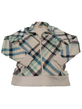 Empyre Jacket Womens Small S Teal White Black Plaid Technical Outerwear Zip
